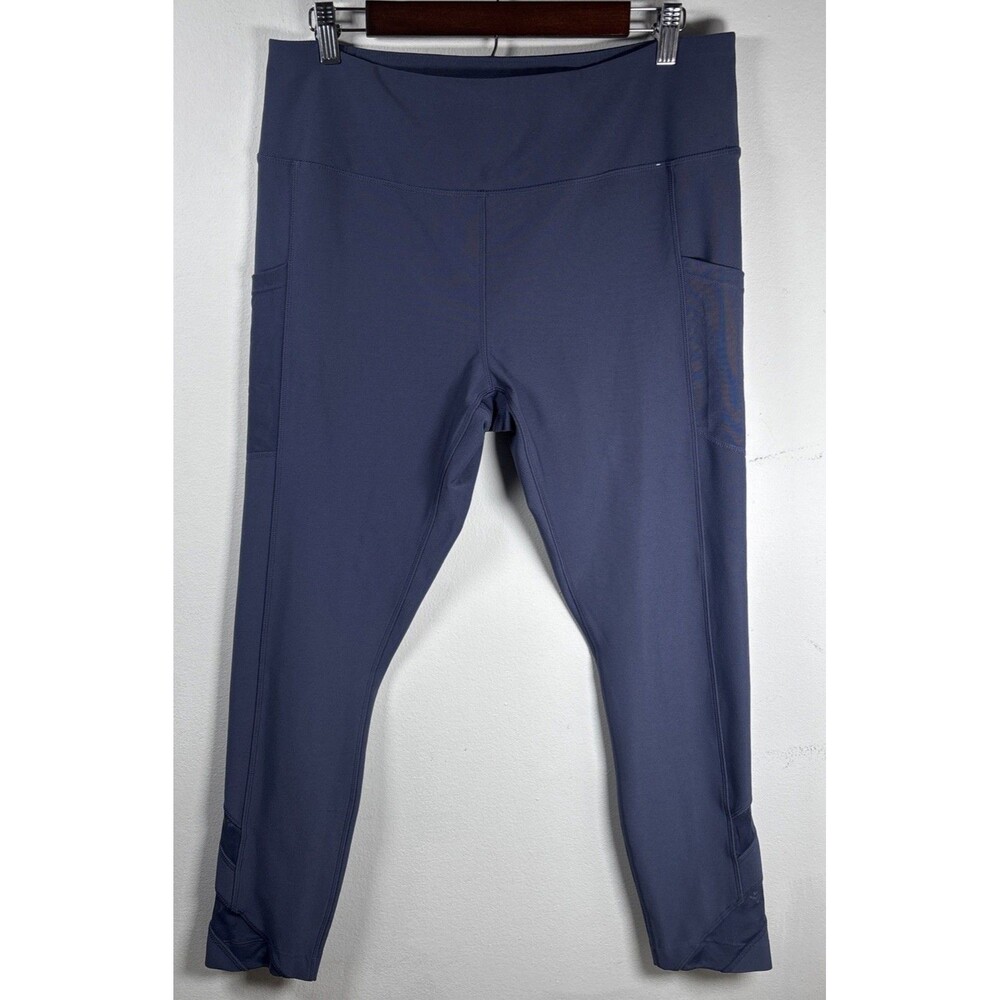 Mondetta Women’s XL Long Blue High Rise Athletic Leggings Side pockets workout